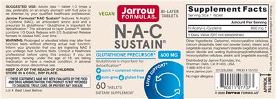 N-A-C Sustain 600 mg label