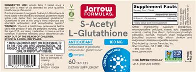 S-Acetyl-L-Glutathione 100 mg label