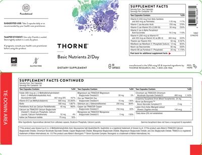 Basic Nutrients 2/Day label