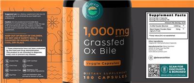 Grassfed Ox Bile 1,000 mg label