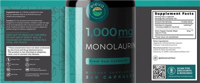 Monolaurin 1,000 mg label
