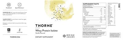 Whey Protein Isolate Vanilla Flavored label