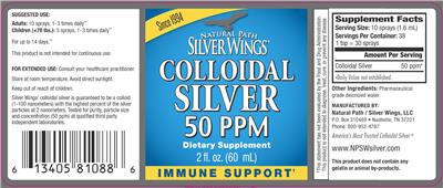 Colloidal Silver 50 ppm label