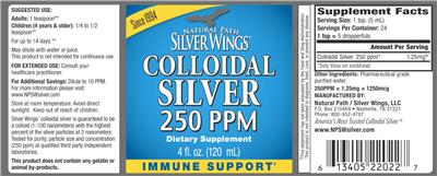 Colloidal Silver 250 ppm label