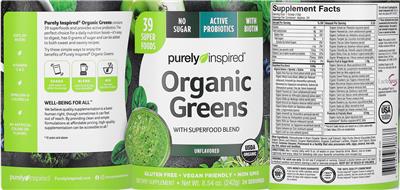 Organic Greens Unflavored label