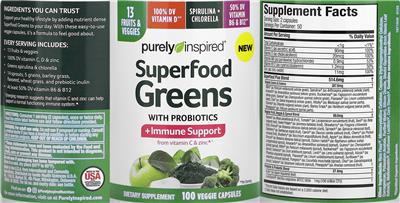 Superfood Greens with Probiotics label