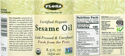 Certified Organic Sesame Oil label