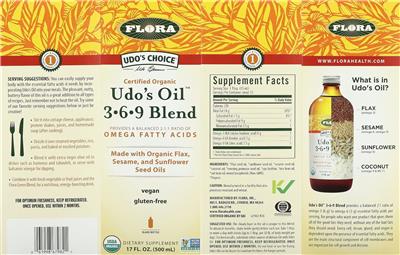 Udo's Oil 3-6-9 Blend label