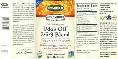 Udo's Oil 3-6-9 Blend label