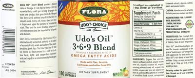 Udo's Oil 3-6-9 Blend label