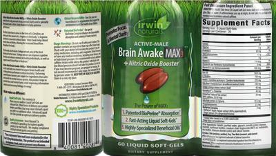 Active-Male Brain Awake MAX3 + Nitric Oxide Booster label