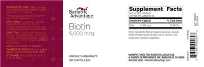 Biotin 5,000 mcg label