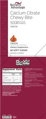 Calcium Citrate Chewy Bite 500 mg Calcium 500 IU Vitamin D3 Caramel label