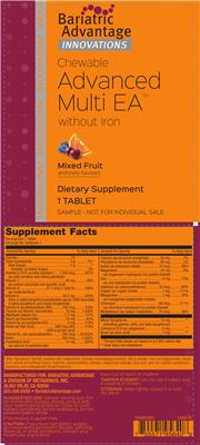 Chewable Advanced Multi EA without Iron Mixed Fruit label