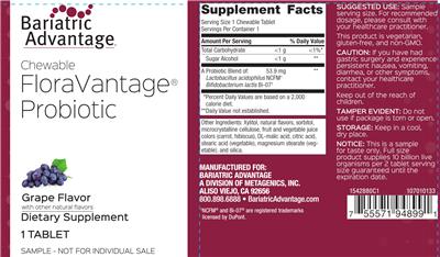 Chewable FloraVantage Probiotic Grape Flavor label