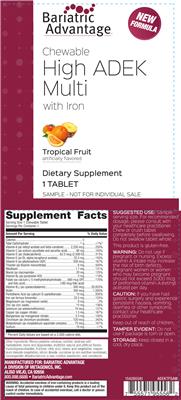 Chewable High ADEK with Iron Tropical Fruit label