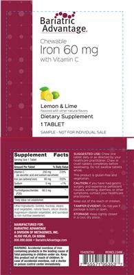 Chewable Iron 60 mg with Vitamin C Lemon & Lime label