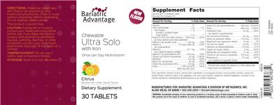 Chewable Ultra Solo with Iron Citrus label