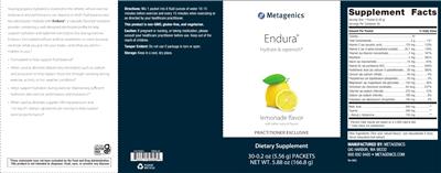 Endura Lemonade Flavor label