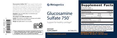 Glucosamine Sulfate 750 label