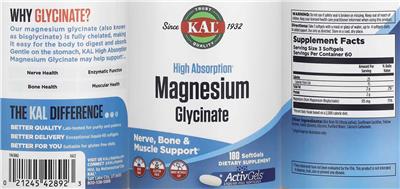 High Absorption Magnesium Glycinate label