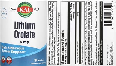 Lithium Orotate 5 mg label