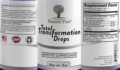 Total Transformation Drops label