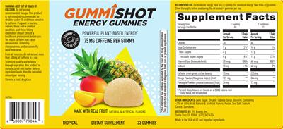 Energy Gummies Tropical label