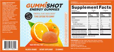 Energy Gummies Valencia Orange label