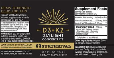 D3+K2 Daylight Concentrate label