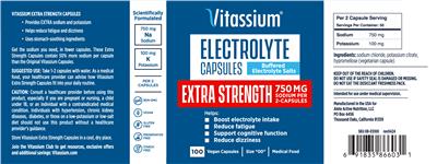 Vitassium Electrolyte Capsules 750mg label