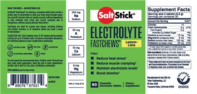 SaltStick Electrolyte Fastchews Lemon-Lime label