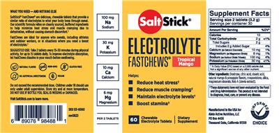 SaltStick Electrolyte Fastchews Tropical Mango label