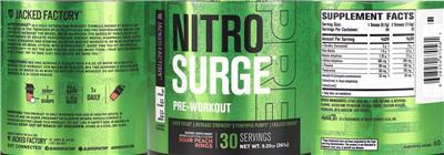 NitroSurge Pre-Workout Sour Peach Rings label