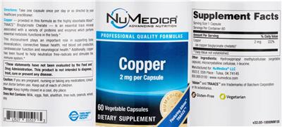 Copper 2 mg label