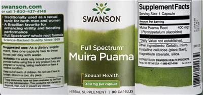 Full Spectrum Muira Puama 400 mg label