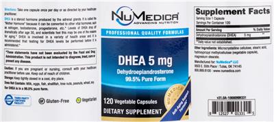 DHEA 5 mg label