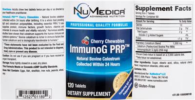 ImmunoG PRP Cherry Chewables label