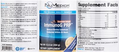 ImmunoG PRP Chocolate Delight label