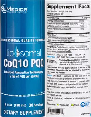 Liposomal CoQ10 PQQ 5 mg label