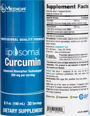 Liposomal Curcumin 250 mg label