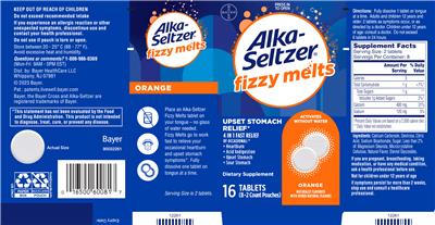 Alka-Seltzer Fizzy Melts Orange label