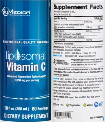 Liposomal Vitamin C 1,000 mg label
