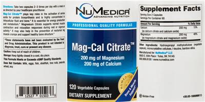 Mag-Cal Citrate 200 mg / 200 mg label