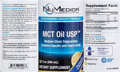 MCT Oil USP label