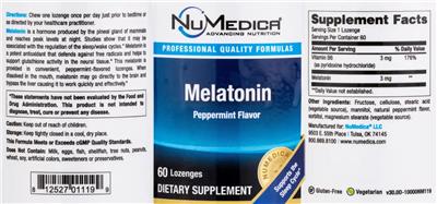 Melatonin Peppermint Flavor label