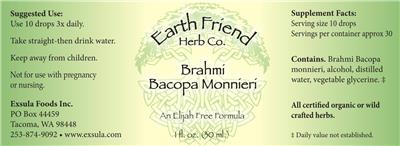 Brahmi Bacopa monnieri label