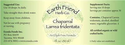 Chaparral Larrea tridentata label