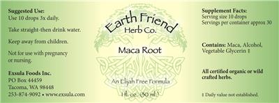 Maca Root label