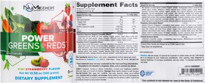 Power Greens + Reds Kiwi Strawberry Flavor label